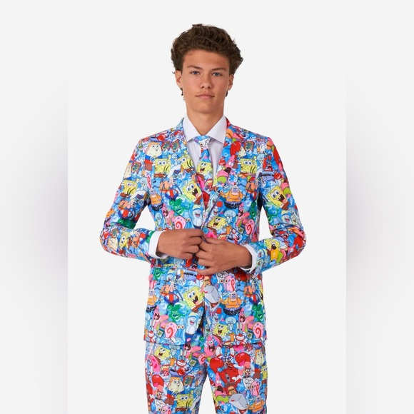 Opposuits Spongebob SquarePants Frenzy Suit Blazer Pants Tie Size 10Y Youth - Picture 4 of 10
